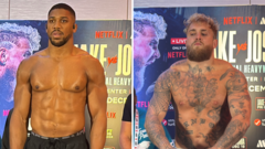 Joshua weighs in nearly two stone heavier than Paul